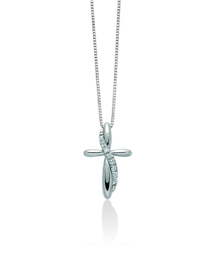 Collana girocollo da donna Miluna Croci in oro bianco 18kt con croce di 8 diamanti di 0,028 ct CLD4267