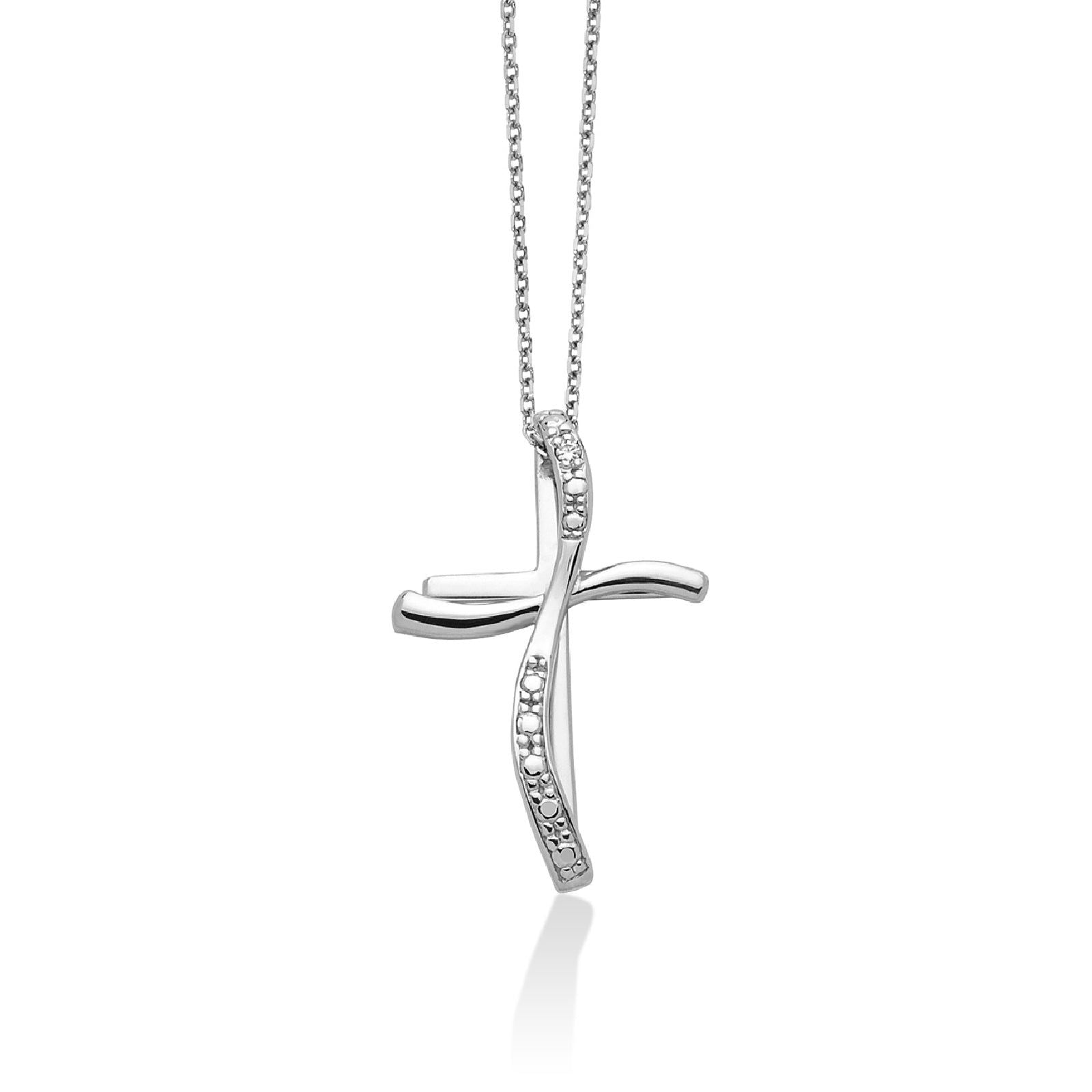 Collana donna Miluna Croci in oro bianco con croce e diamante di 0,005 ct CLD4300-1