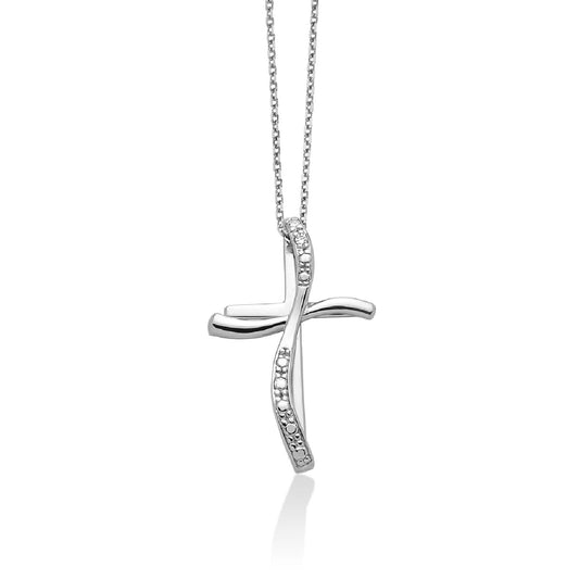 Collana donna Miluna Croci in oro bianco con croce e diamante di 0,005 ct CLD4300-1