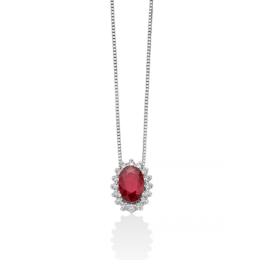 Collana donna Miluna Gemme Preziose oro bianco diamanti 0,096 rubino 0,54 ct CLD4551-1