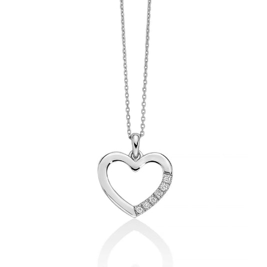 Collana donna Miluna Collier In Diamanti in oro bianco cuore e diamanti di 0,03ct CLD4574-1