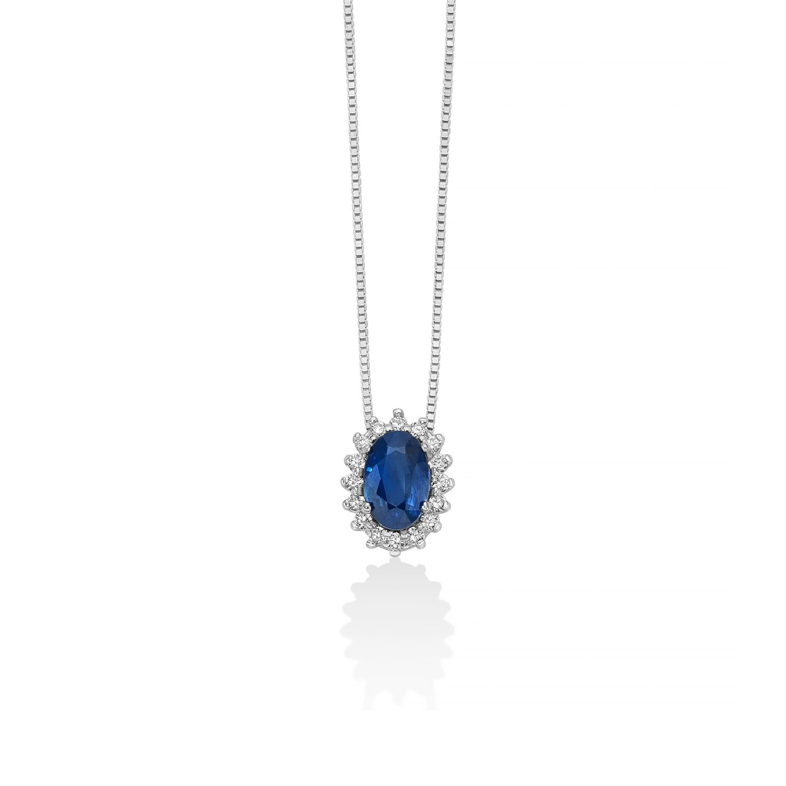 Collana donna Miluna Gemme oro bianco diamanti 0,096ct e zaffiro 0,6ct CLD4577-1