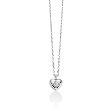 Collana donna Miluna Diamanti 375 oro bianco con cuore e diamante 0,02ct CLD4579-002G7X-1