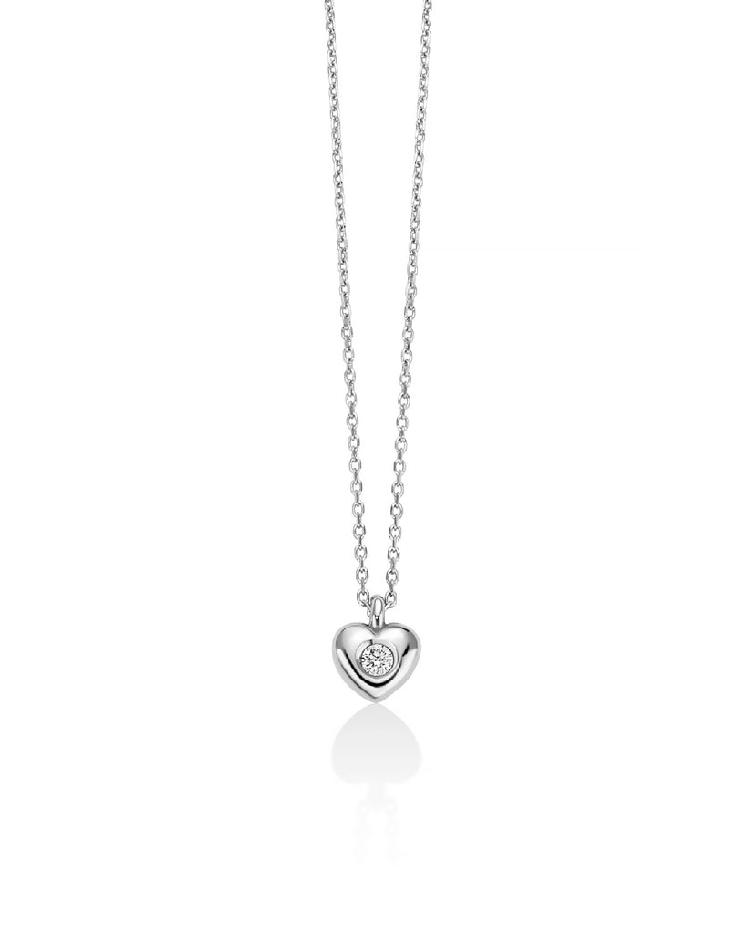 Collana da donna Miluna Diamanti 375 in oro bianco 9kt con ciondolo a cuore e diamante di 0,02ct CLD4579-002G7X