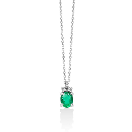 Collana donna Miluna Gemme 375 oro bianco diamanti 0,0112ct smeraldo 0,32ct CLD4651X-1