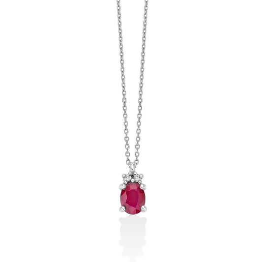 Collana donna Miluna Gemme 375 oro bianco diamanti 0,0112ct rubino 0,45ct CLD4660X-1