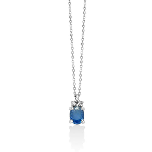 Collana donna Miluna Gemme 375 oro bianco diamanti 0,0112ct zaffiro 0,43ct CLD4661X-1