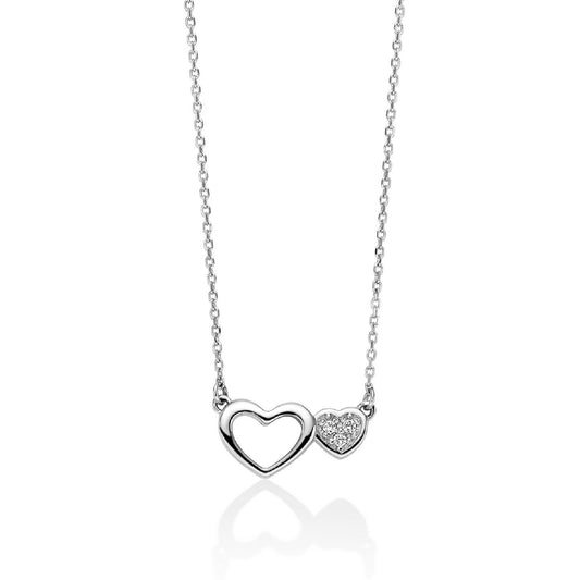 Collana donna Miluna Diamanti 375 oro bianco con cuori e diamanti 0,0099ct CLD4669X-1