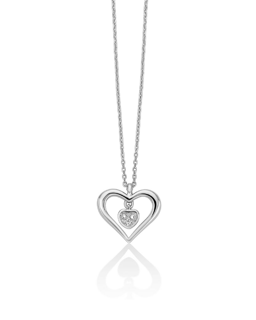 Collana da donna Miluna Diamanti 375 in oro bianco 9kt con cuore e diamante centrale di 0,0028ct CLD4670X