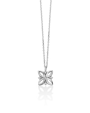 Collana da donna Miluna Diamanti 375 in oro bianco 9kt con fiore e diamanti di 0,0165ct CLD4671X
