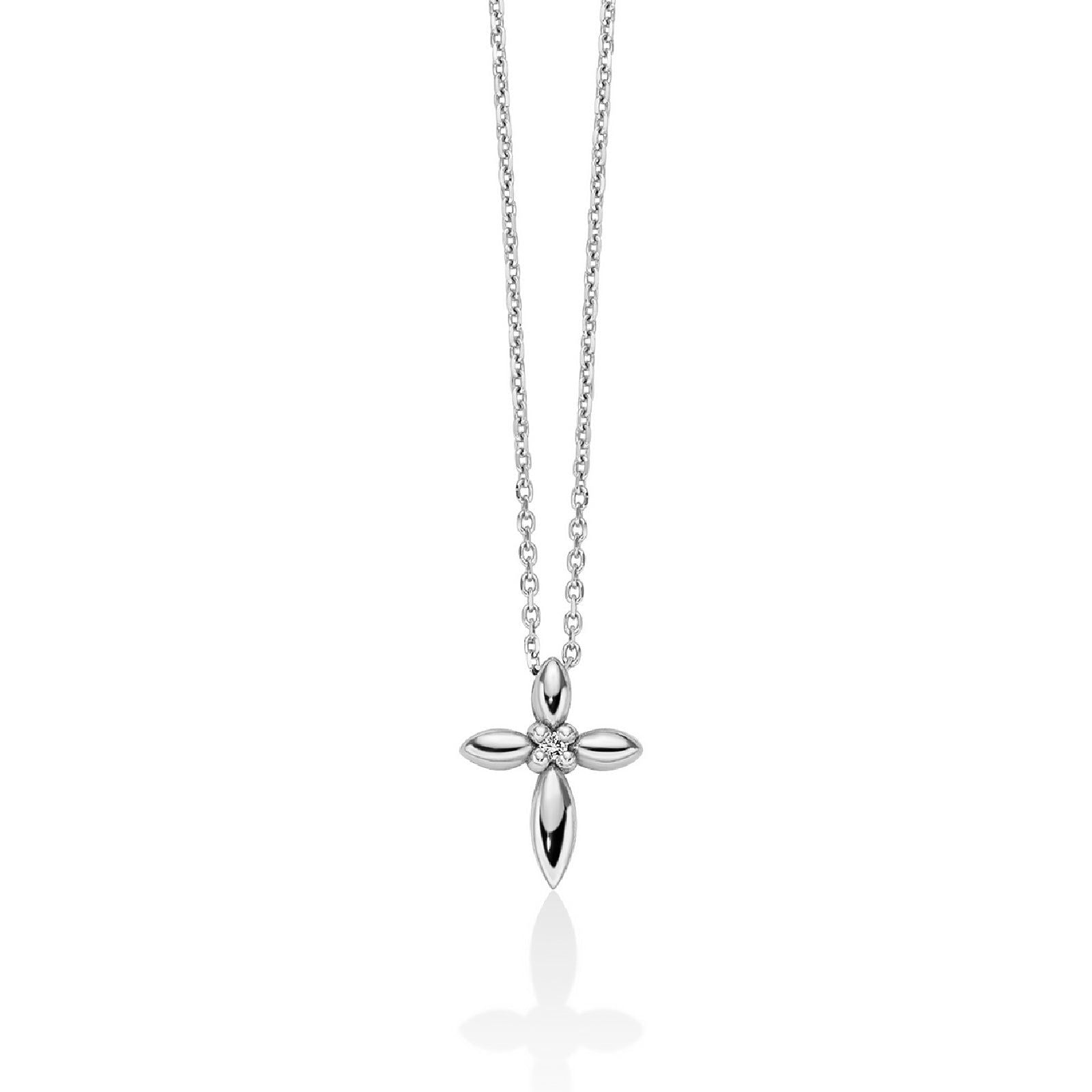 Collana donna Miluna Diamanti 375 oro bianco con croce e diamante 0,0056ct CLD4680X-1