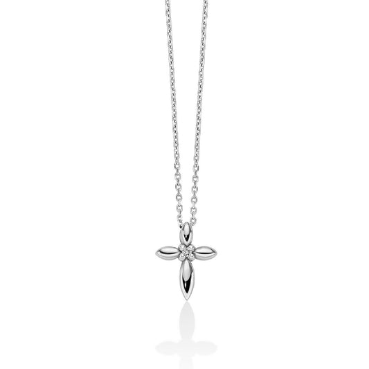 Collana donna Miluna Diamanti 375 oro bianco con croce e diamante 0,0056ct CLD4680X-1