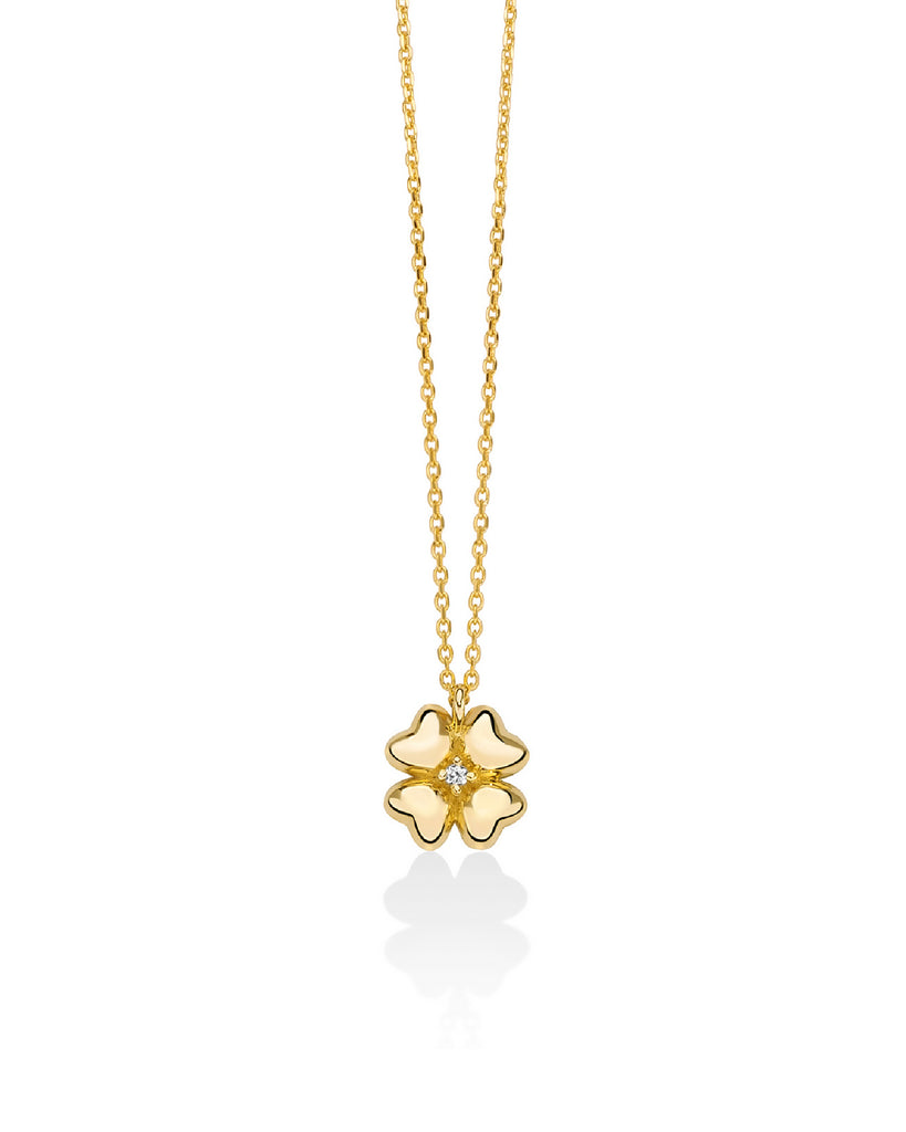 Collana da donna Miluna Diamanti 375 in oro giallo 9kt con quadrifoglio e diamante 0,0048ct CLD4685X