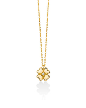 Collana da donna Miluna Diamanti 375 in oro giallo 9kt con quadrifoglio e diamante 0,0048ct CLD4685X