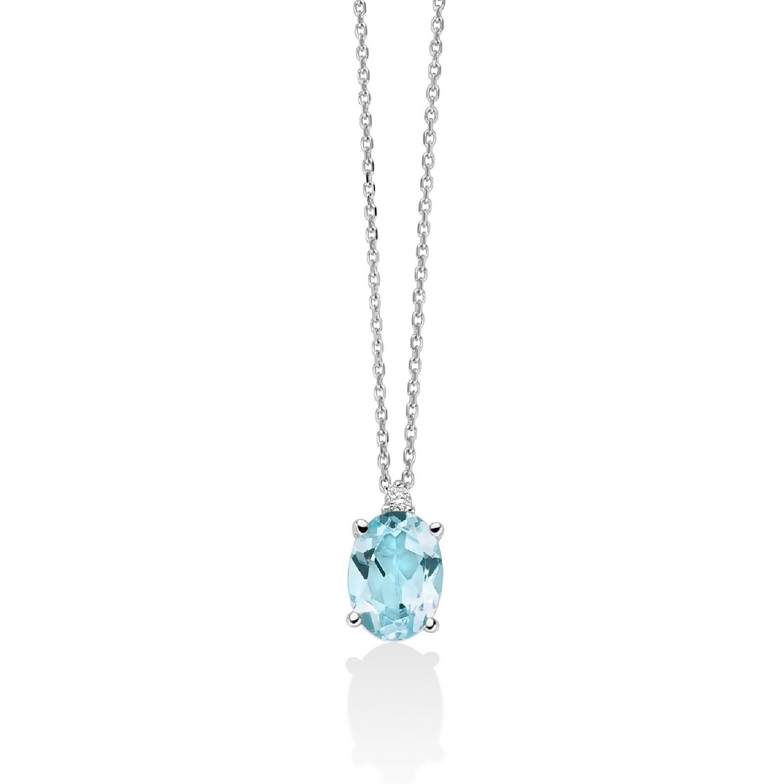 Collana donna Miluna Gemma del Cielo 375 oro bianco diamante 0,0088ct topazio 1ct CLD4698X-1