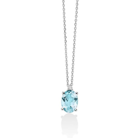 Collana donna Miluna Gemma del Cielo 375 oro bianco diamante 0,0088ct topazio 1ct CLD4698X-1