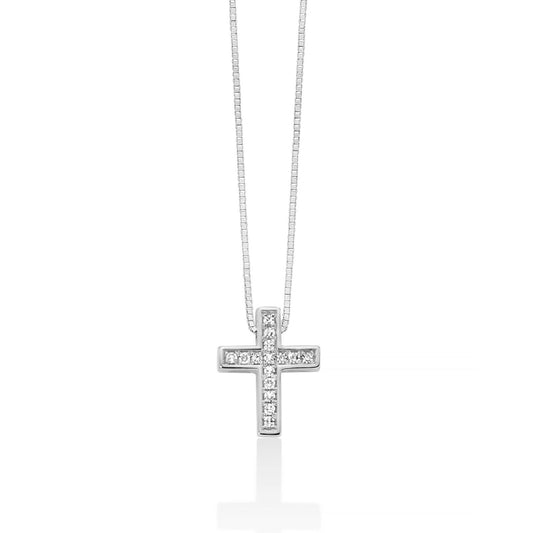Collana donna Miluna Croci in oro bianco con croce di diamanti di 0,042 ct CLD4710-1