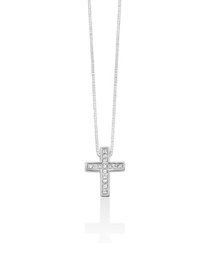 Collana girocollo da donna Miluna Croci in oro bianco 18kt con croce di 15 diamanti di 0,042 ct CLD4710