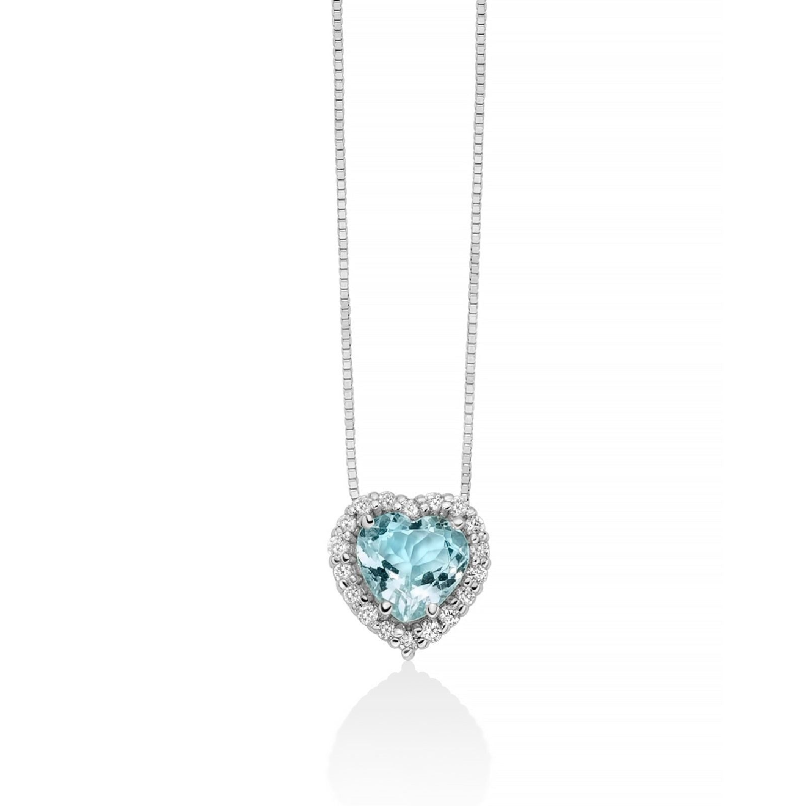 Collana donna Miluna in oro bianco con acquamarina cuore 0,64ct e diamanti 0,09ct CLD4720-1