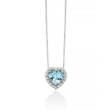 Collana donna Miluna in oro bianco con acquamarina cuore 0,64ct e diamanti 0,09ct CLD4720-1