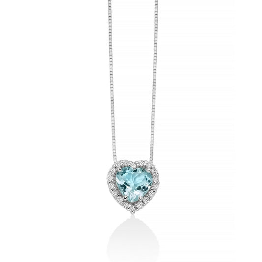 Collana donna Miluna in oro bianco con acquamarina cuore 0,64ct e diamanti 0,09ct CLD4720-1