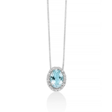 Collana donna Miluna in oro bianco con acquamarina ovale 0,67ct e diamanti 0,09ct CLD4721-1