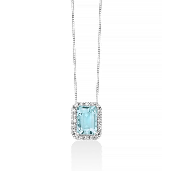 Collana donna Miluna in oro bianco con acquamarina 0,87ct e diamanti 0,1ct CLD4722-1