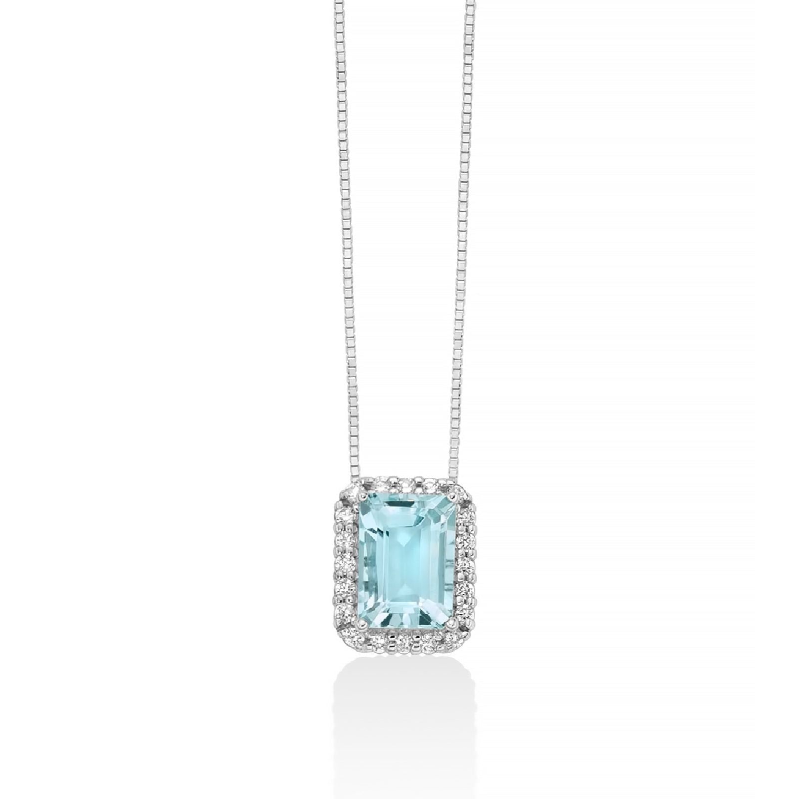 Collana donna Miluna in oro bianco con acquamarina 0,87ct e diamanti 0,1ct CLD4722-1