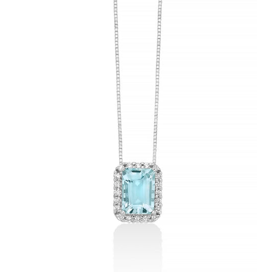 Collana donna Miluna in oro bianco con acquamarina 0,87ct e diamanti 0,1ct CLD4722-1