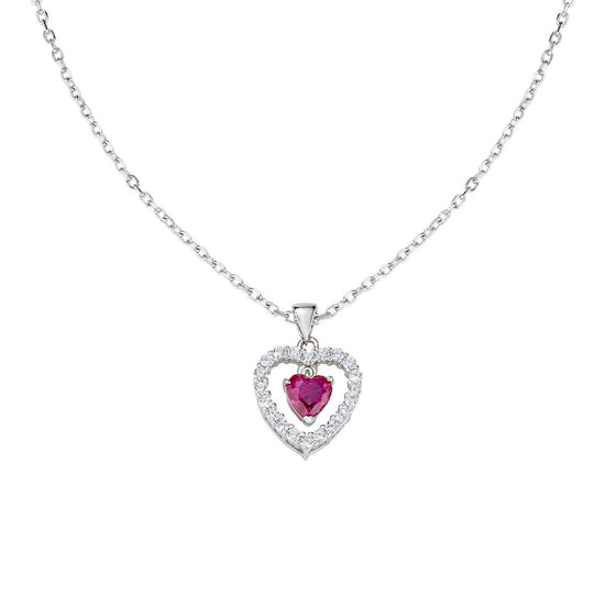 Collana donna Amen Amore in argento con cuore di zirconi bianchi e rossi CLHSHBRBZ-1
