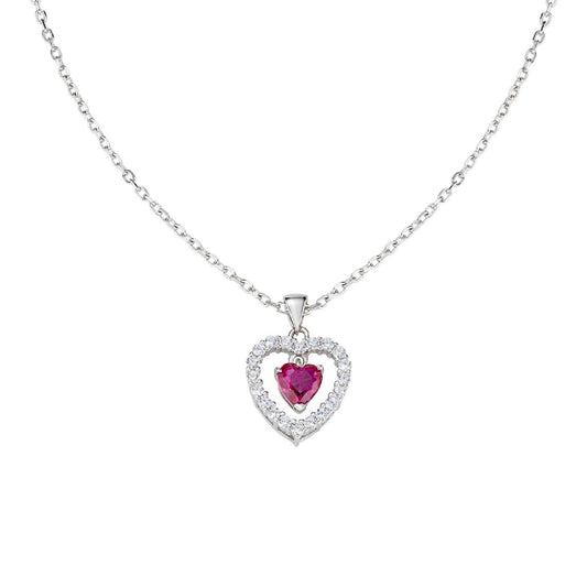 Collana donna Amen Amore in argento con cuore di zirconi bianchi e rossi CLHSHBRBZ-1