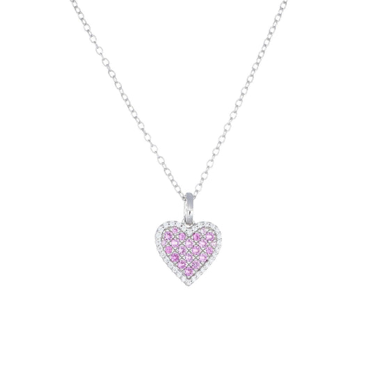 Collana donna Amen Amore argento con cuore di zirconi rosa e bianchi CLPCUBBROZ-1