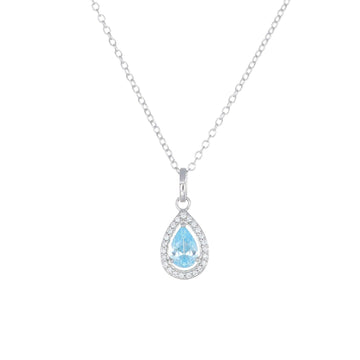 Collana girocollo Amen Diamonds donna argento rodiato con pendente goccia azzurro CLPGOBBACZ-1