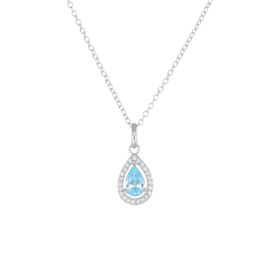Collana girocollo Amen Diamonds donna argento rodiato con pendente goccia azzurro CLPGOBBACZ-1