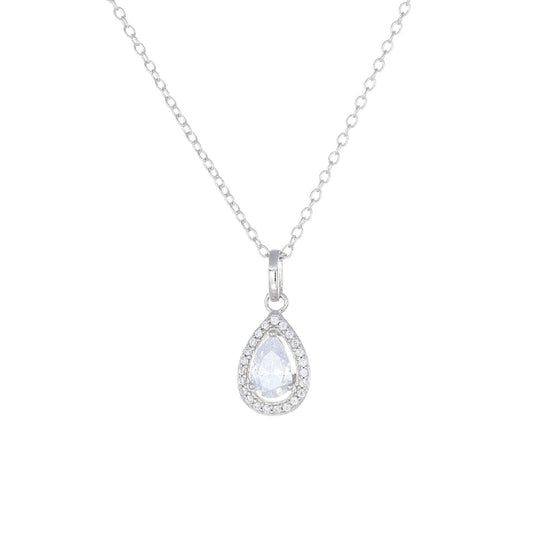 Collana girocollo Amen Diamonds donna argento rodiato con pendente goccia bianco CLPGOBBBZ-1