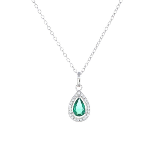 Collana girocollo Amen Diamonds donna argento rodiato con pendente goccia verde CLPGOBBVZ-1