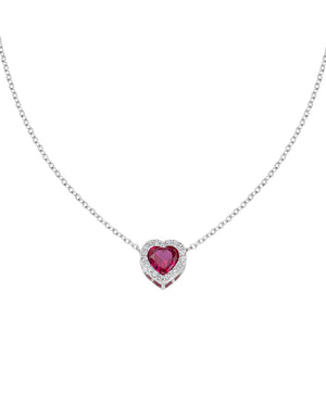 Collana girocollo da donna della collezione Amen Amore in argento 925 con cuore rosso e zirconi bianchi CLPHHBBRZ
