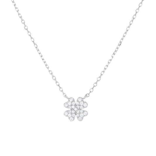 Collana donna Amen Amore argento con quadrifoglio di zirconi bianchi CLQBBZ3-1