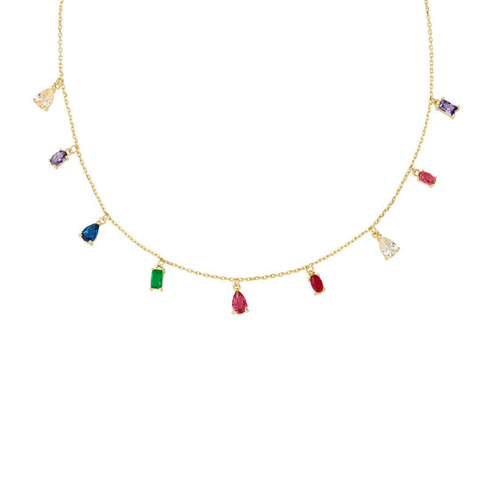 Collana girocollo Amen Rainbow donna argento dorato con zirconi multicolor CLRAGMZ-1