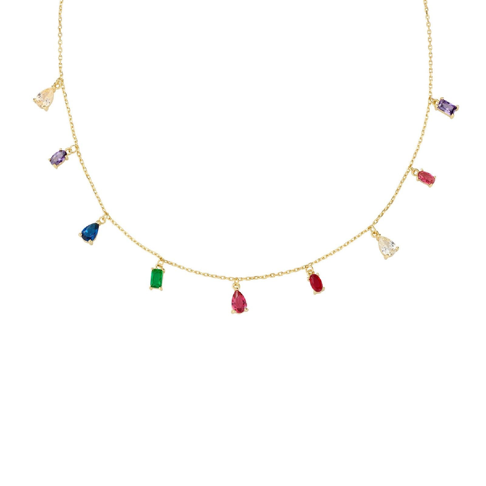 Collana girocollo Amen Rainbow donna argento dorato con zirconi multicolor CLRAGMZ-1
