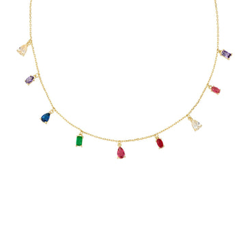 Collana girocollo Amen Rainbow donna argento dorato con zirconi multicolor CLRAGMZ-1