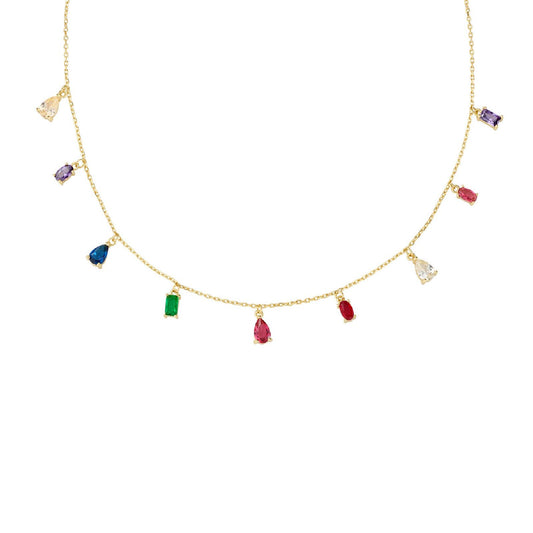 Collana girocollo Amen Rainbow donna argento dorato con zirconi multicolor CLRAGMZ-1