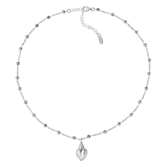 Collana donna Amen Sacro in argento con cuore sacro e cristalli grigi CLSCGBG-1