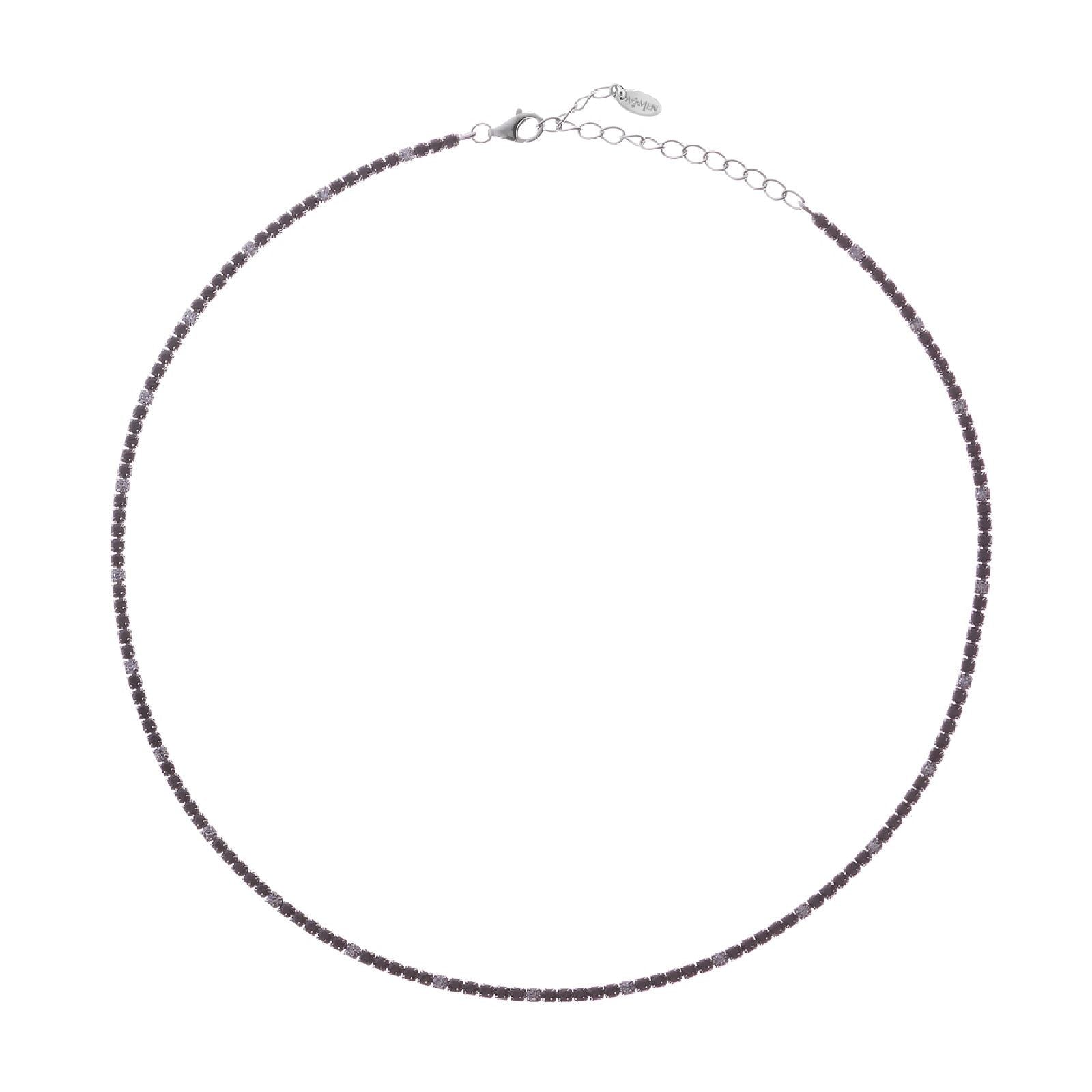 Collana donna Amen Tennis argento zirconi bianchi e neri CLT2BNB-1