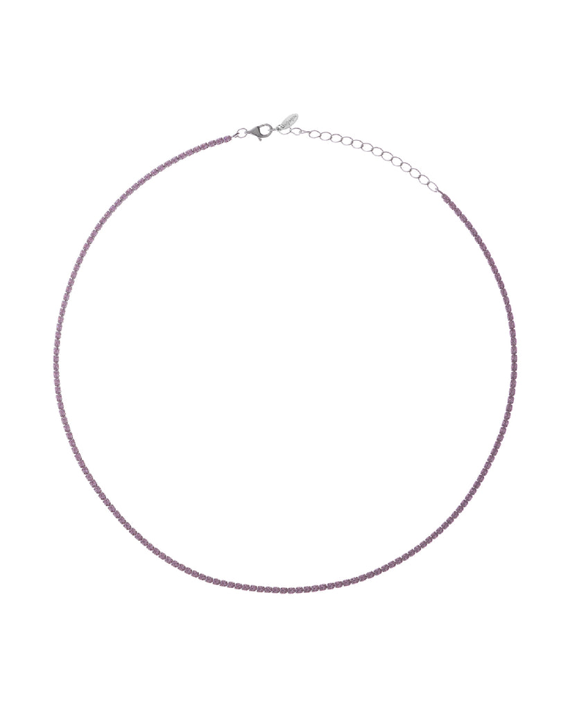 Collana girocollo tennis da donna Amen Tennis in argento 925 rodiato con zirconi rosa chiusura a moschettone CLT2BRO