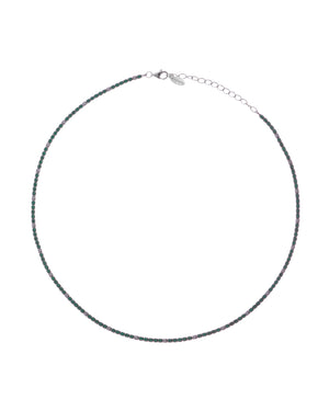 Collana girocollo tennis da donna Amen Tennis in argento 925 rodiato con zirconi bianchi e verdi chiusura a moschettone CLT2BVEB