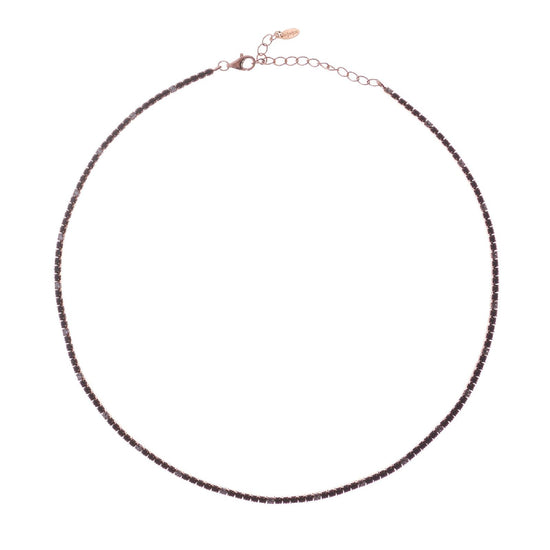 Collana donna Amen Tennis argento rosé zirconi bianchi e neri CLT2RNB-1