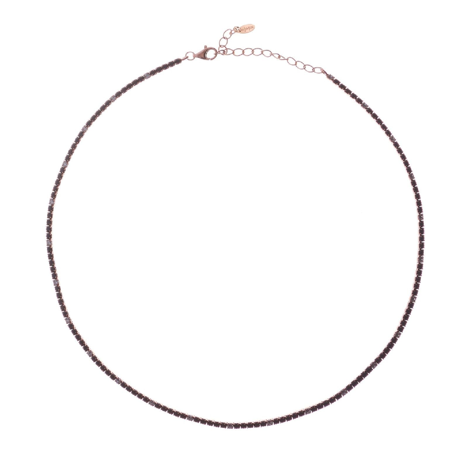 Collana donna Amen Tennis argento rosé zirconi bianchi e neri CLT2RNB-1