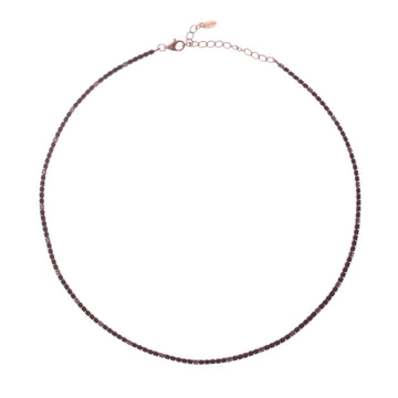 Collana donna Amen Tennis argento rosé zirconi bianchi e neri CLT2RNB-1