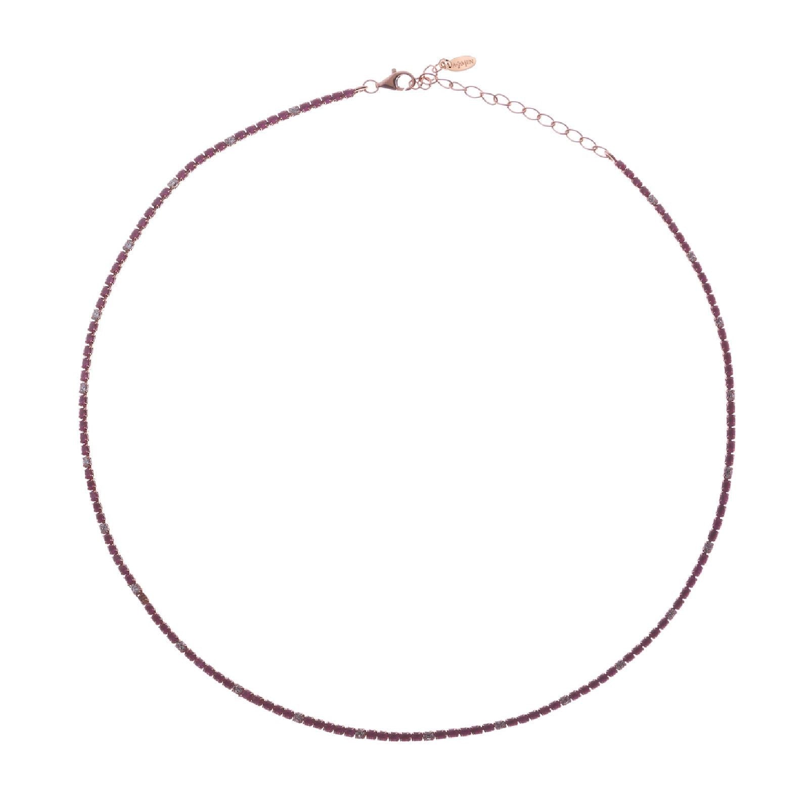 Collana donna Amen Tennis argento rosé zirconi bianchi e rossi CLT2RRB-1